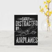 Carte Easily Distracted By Airplanes Funny Plane Lovers (Fleur jaune)