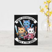 Carte Easily Distracted By Cats &amp; Side Quests Funny  (Fleur jaune)