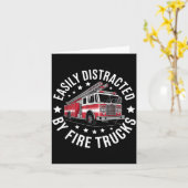 Carte Easily Distracted By Fire Trucks Design (Fleur jaune)