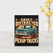Carte Easily Distracted By Old Ckup Trucks Funny Trucker (Fleur jaune)