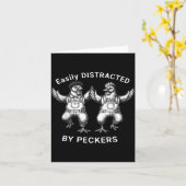Carte Easily Distracted By Peckers, Chicken Lover, Funny (Fleur jaune)