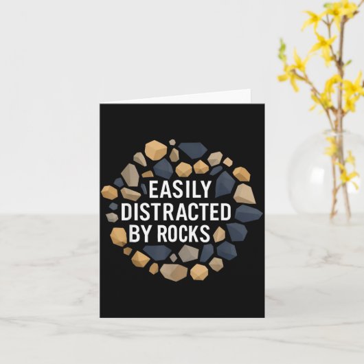 Carte Easily Distracted By Rocks Funny Geology Rock Coll (Fleur jaune)