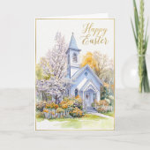 Carte Easter Blessing Watercolor Spring Church Floral (Devant)