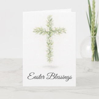 Carte Easter Blessings Olive Branch Cross Christian Card