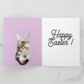 Carte Easter Bunny Ears Cat Photo Customize  (Intérieur)