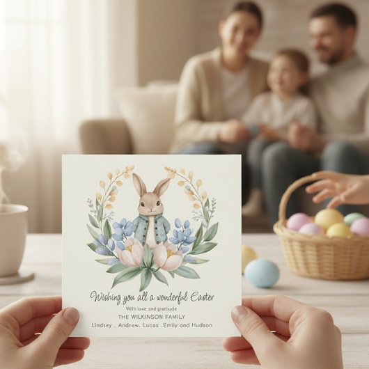 Carte Easter bunny Floral Easter Greeting Card