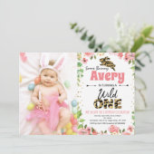 Carte Easter Bunny Girl premier anniversaire Photo Invit (Debout devant)