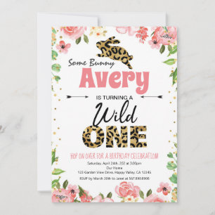 Carte Easter Bunny Girl premier anniversaire rose Invita