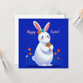 Carte Easter Bunny with Blue Background  (Devant/Arrière en situation)