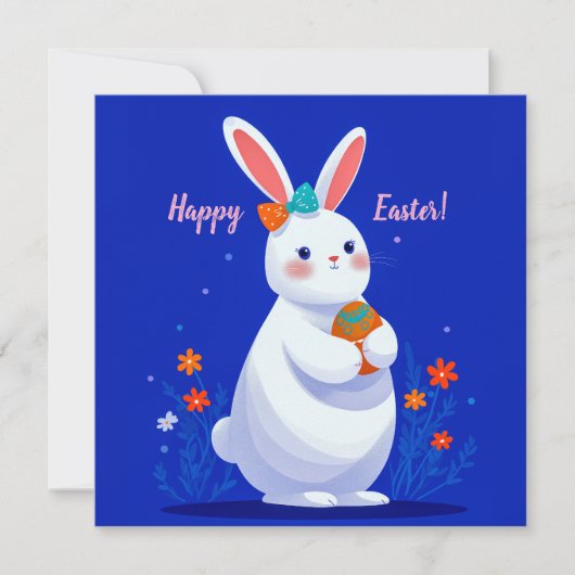Carte Easter Bunny with Blue Background  (Devant)