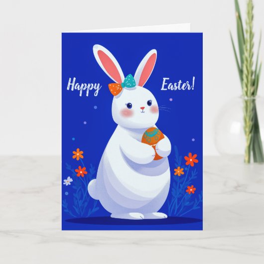 Carte Easter Bunny with Blue Background  (Devant)