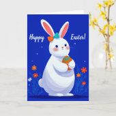 Carte Easter Bunny with Blue Background  (Fleur jaune)