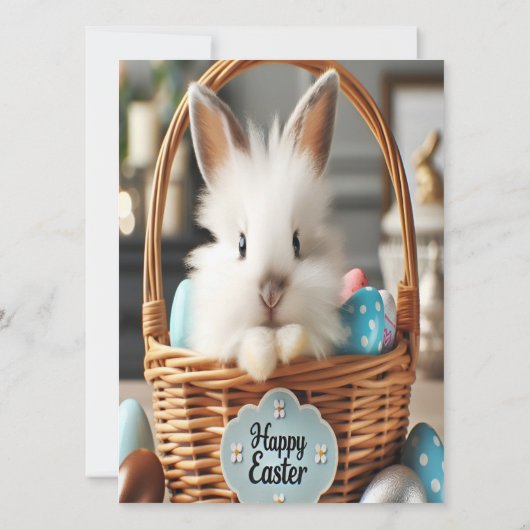 Carte Easter bunny with his eggs. (Dos)