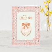 Carte Easter Card with a lace and patterned fabric  (Fleur jaune)
