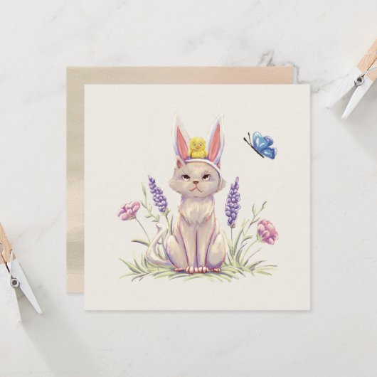 Carte Easter Cat (Devant/Arrière en situation)