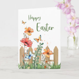 Carte Easter Cheerful Spring Flowers and Butterflies