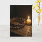 Carte Easter Crown of Thorns Illuminated By a Candle (Fleur jaune)