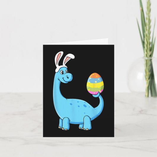 Carte Easter Day T Rex Dino Rabbit Ears With Egg Boys (Devant)