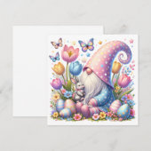 Carte Easter Gnome with Bunny and Spring Flowers  (Devant / Derrière)