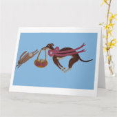 Carte Easter Greyhound chasing bunny (Fleur jaune)