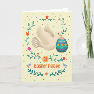 Carte Easter Peace Watercolor Dove & Decorative Egg 
