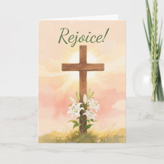 Carte Easter Rejoice Cross and Lilies Christian (Devant)