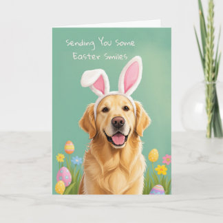 Carte Easter Smiles Cute Dog Wearing Bunny Ears