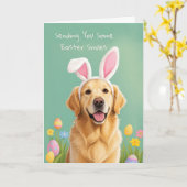 Carte Easter Smiles Cute Dog Wearing Bunny Ears (Fleur jaune)