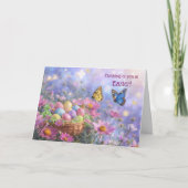 Carte Easter Thinking of You Pretty Flowers Basket Eggs  (Devant)