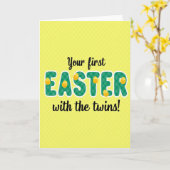 Carte Easter Twins First Celebration Card (Fleur jaune)