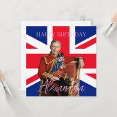 Carte Easy Custom Name King Charles III drapeau britanni (Devant/Arrière en situation)