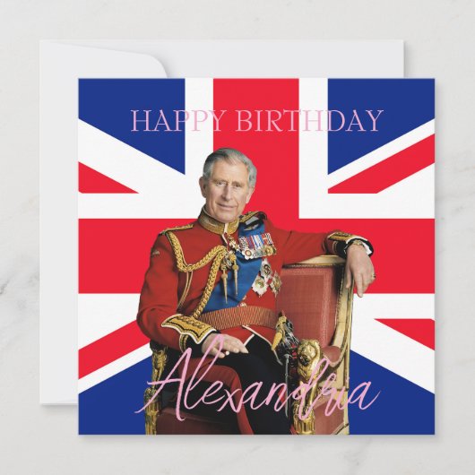 Carte Easy Custom Name King Charles III drapeau britanni (Devant)