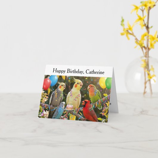 Carte Easy to Customize Unique Bird Lover Birthday (Fleur jaune)