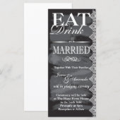 Carte Eat, Boire & Etre Marié Chalkboard Mariage invite (Devant / Derrière)