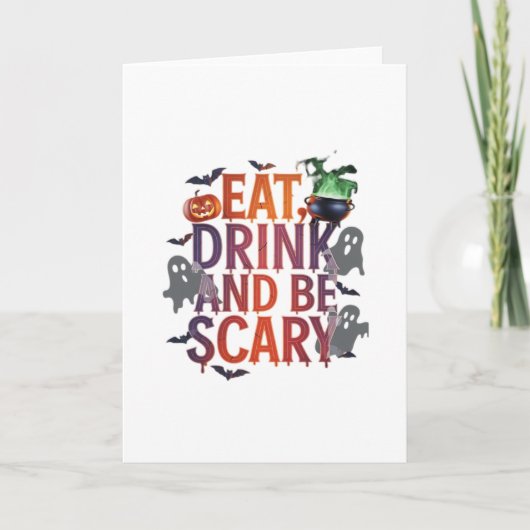 Carte Eat Drink And Be Scary Halloween Party Spooky Desi (Devant)