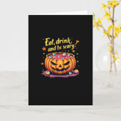 Carte Eat Drink And Be Scary Scary Movie Night Halloween (Fleur jaune)