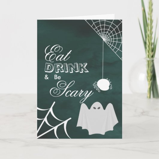 Carte Eat Drink & be Effrayant Halloween Spider Web Card (Devant)