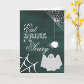 Carte Eat Drink & be Effrayant Halloween Spider Web Card (Fleur jaune)