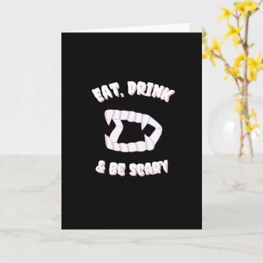 Carte Eat Drink Be Scary Vampire Minimalist Style (Fleur jaune)
