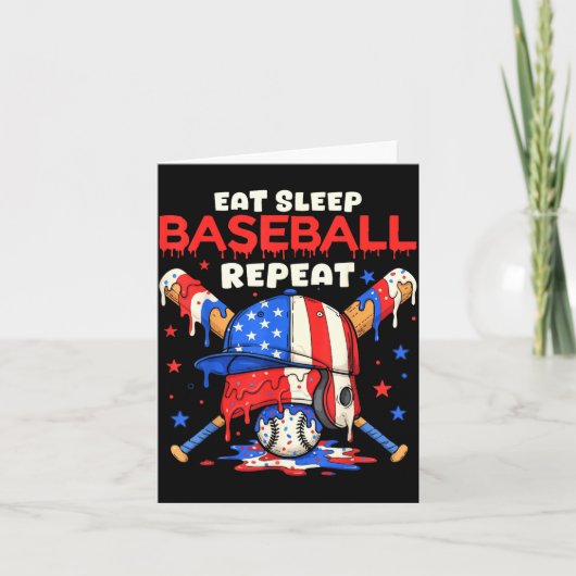 Carte Eat Sleep Baseball Repeat Funny Ice Cream Drip Cro (Devant)