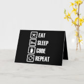 Carte Eat Sleep Code Répétition Coding Programmer Ingéni (Fleur jaune)