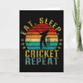 Carte Eat Sleep Cricket Repeat Funny Retro  (Devant)
