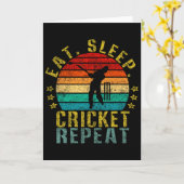 Carte Eat Sleep Cricket Repeat Funny Retro  (Fleur jaune)