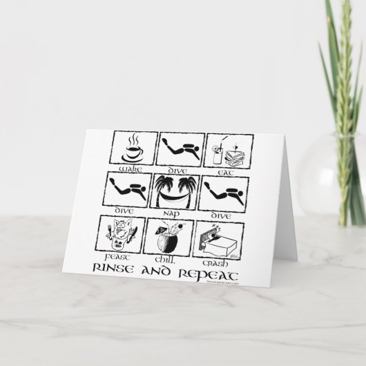 Carte Eat Sleep Dive Rinse and Repeat (Devant)