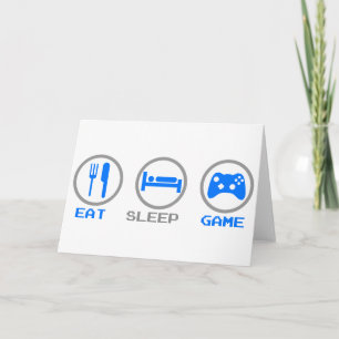 Carte Eat Sleep Game Again - Gamer, jeux vidéo geeks