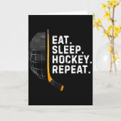 Carte Eat Sleep Hockey Repea Funny Cool Hockey Player  (Fleur jaune)