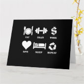 Carte Eat Train Work Love Sleep Repeat Motivational Gym (Fleur jaune)