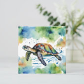 Carte Eau Abstraite de la tortue de mer (Debout devant)