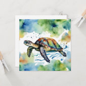 Carte Eau Abstraite de la tortue de mer (Devant/Arrière en situation)