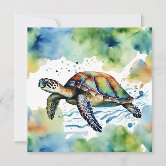 Carte Eau Abstraite de la tortue de mer (Devant)